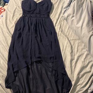 Macy blue high low dress